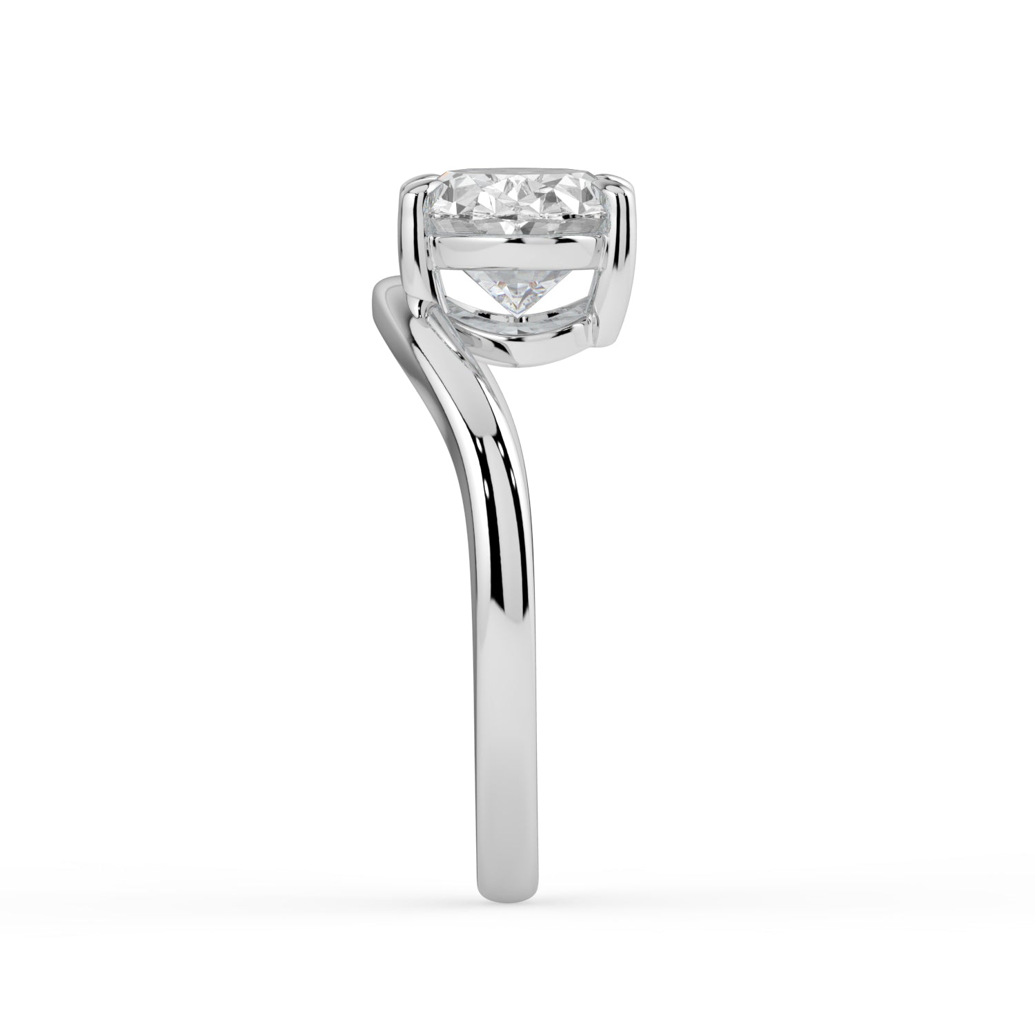 The Solis Ring - Curved Oval Solitaire