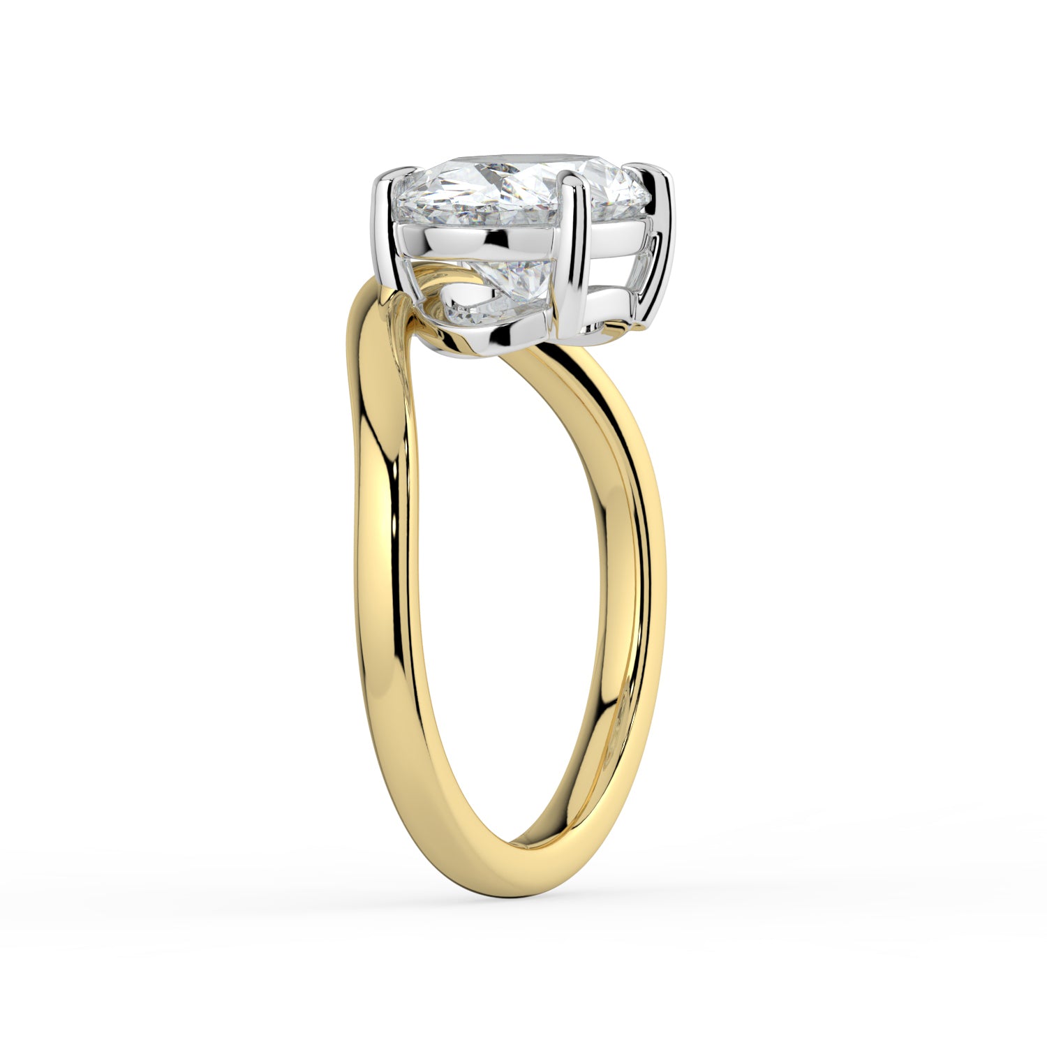 The Solis Ring - Curved Oval Solitaire