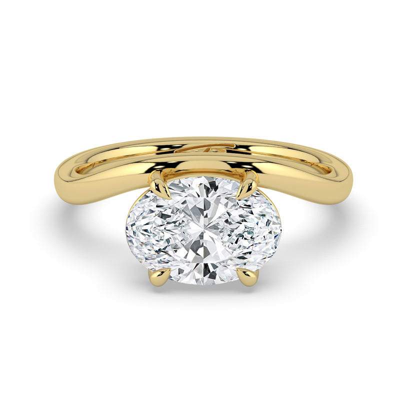 The Solis Ring – 2.00 ct. Curved Oval Solitaire in 14K Yellow Gold – The Jewel Concierge