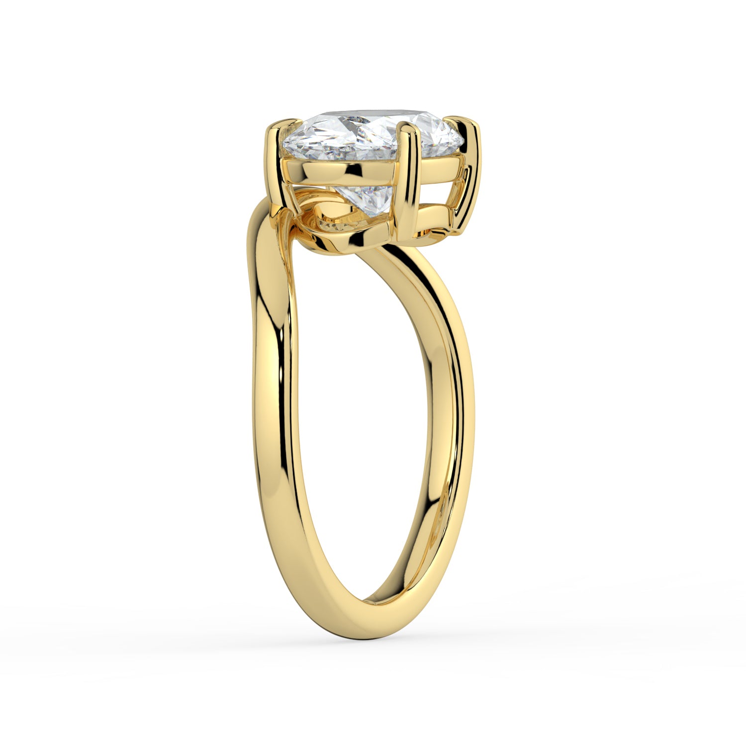 The Solis Ring - Curved Oval Solitaire