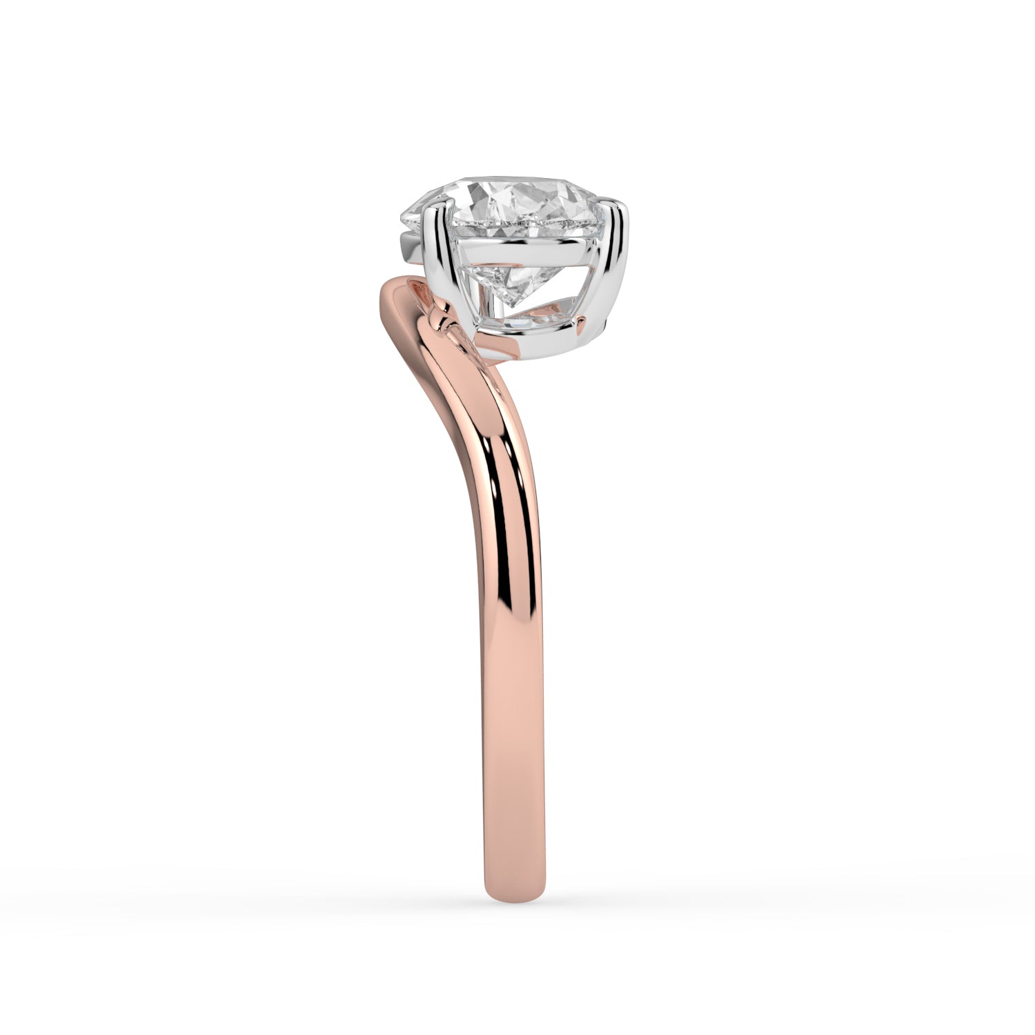 The Solis Ring - Curved Pear Solitaire
