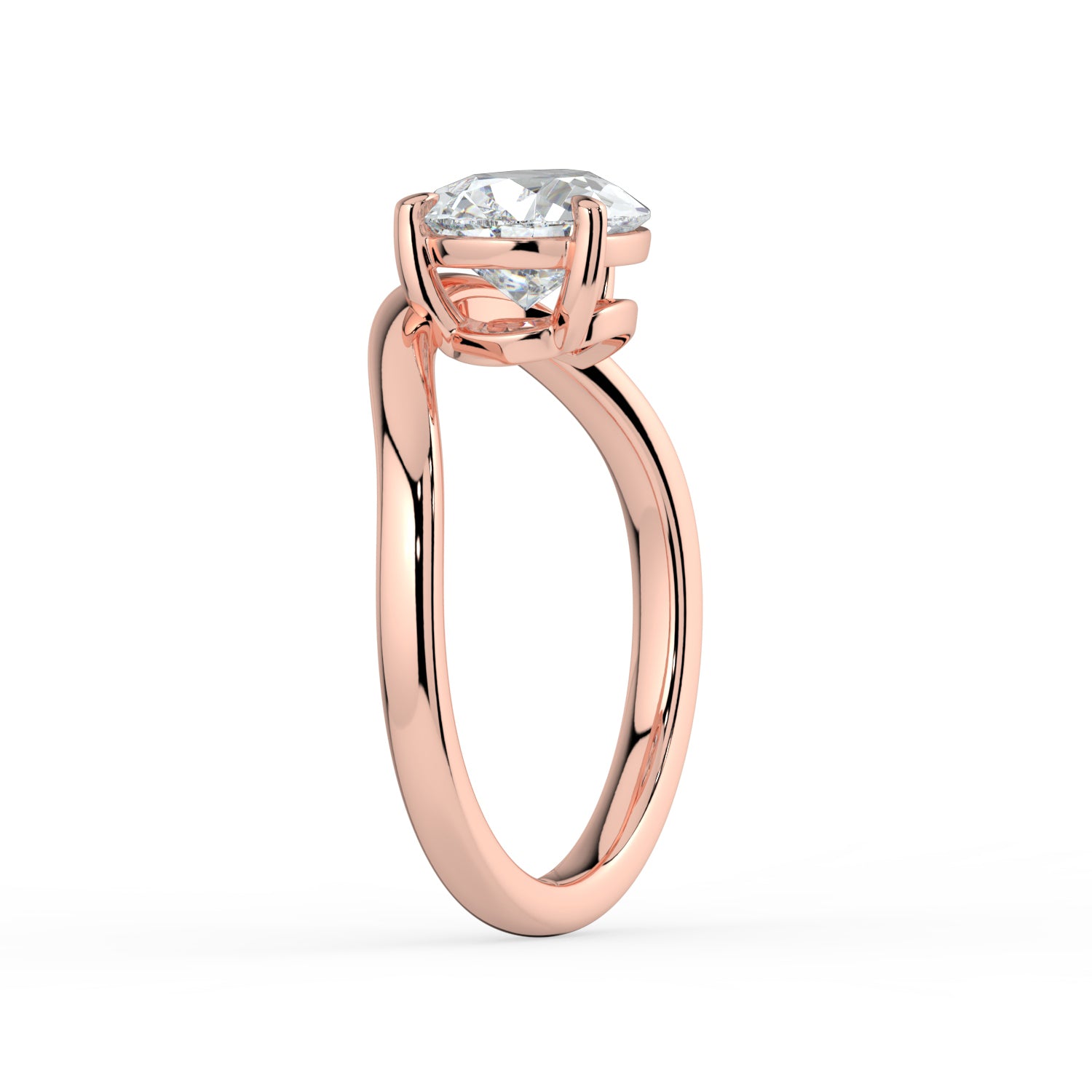 The Solis Ring - Curved Pear Solitaire
