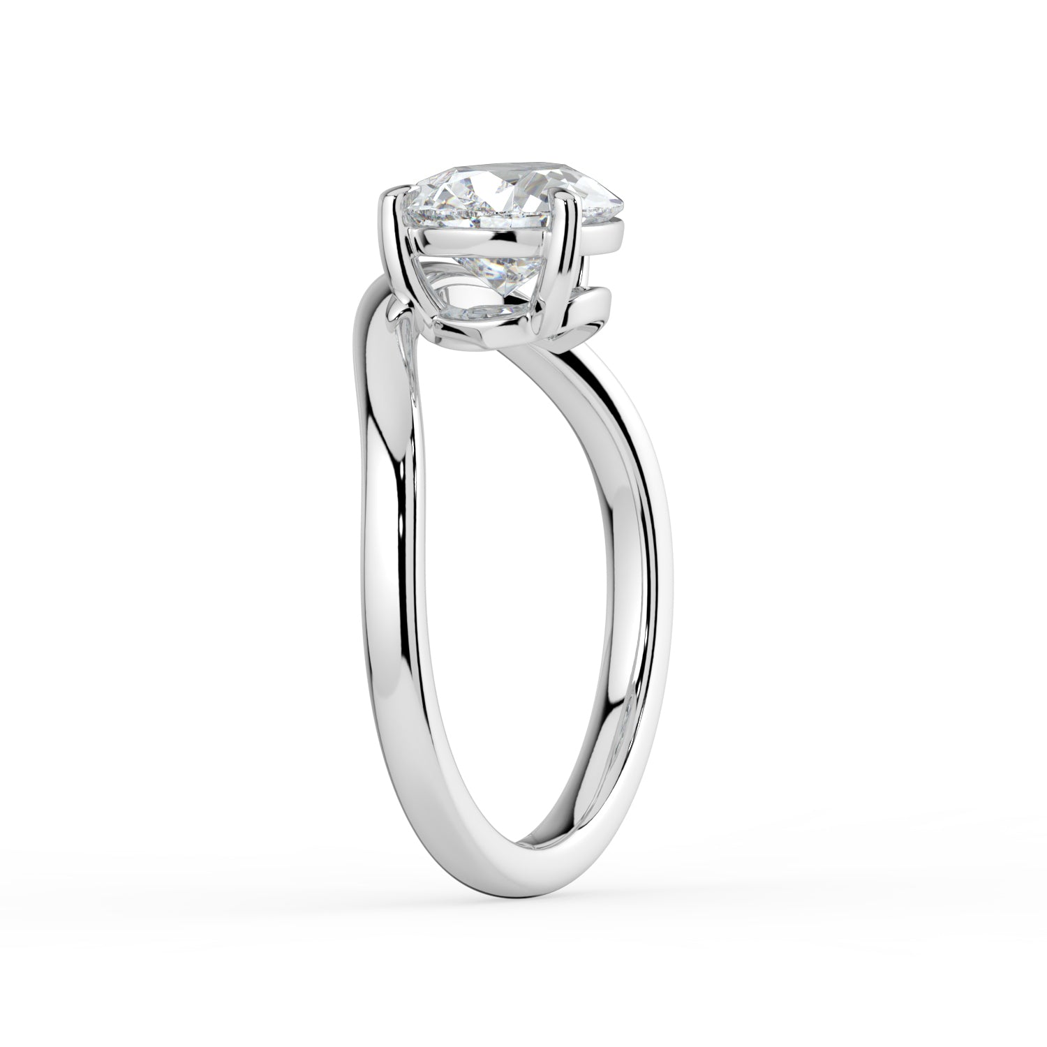 The Solis Ring - Curved Pear Solitaire