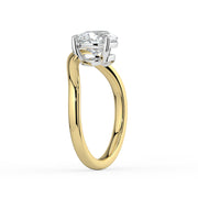 The Solis Ring — Curved Pear Solitaire Lab-Grown Diamond Engagement Ring in Two-Tone Yellow and White Gold | The Jewel Concierge