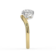 The Solis Ring — Curved Pear Solitaire Lab-Grown Diamond Engagement Ring in Two-Tone Yellow and White Gold | The Jewel Concierge