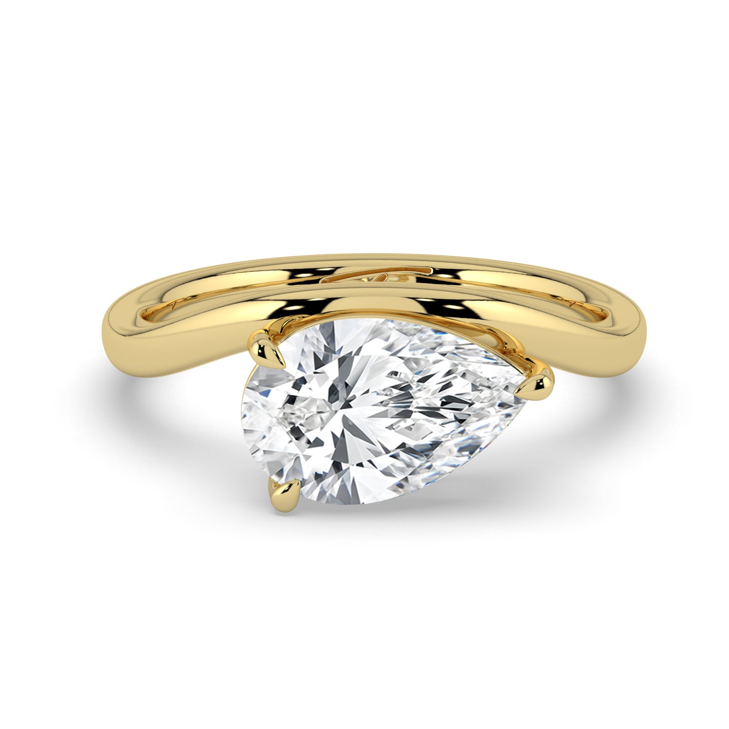 The Solis Ring - Curved Pear Solitaire