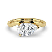 The Solis Ring — Curved Pear Solitaire Lab-Grown Diamond Engagement Ring in Yellow Gold | The Jewel Concierge