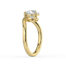 The Solis Ring - Curved Pear Solitaire