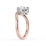 The Solis Ring — Curved Round Solitaire Lab-Grown Diamond Engagement Ring in Two-Tone Rose and White Gold | The Jewel Concierge
