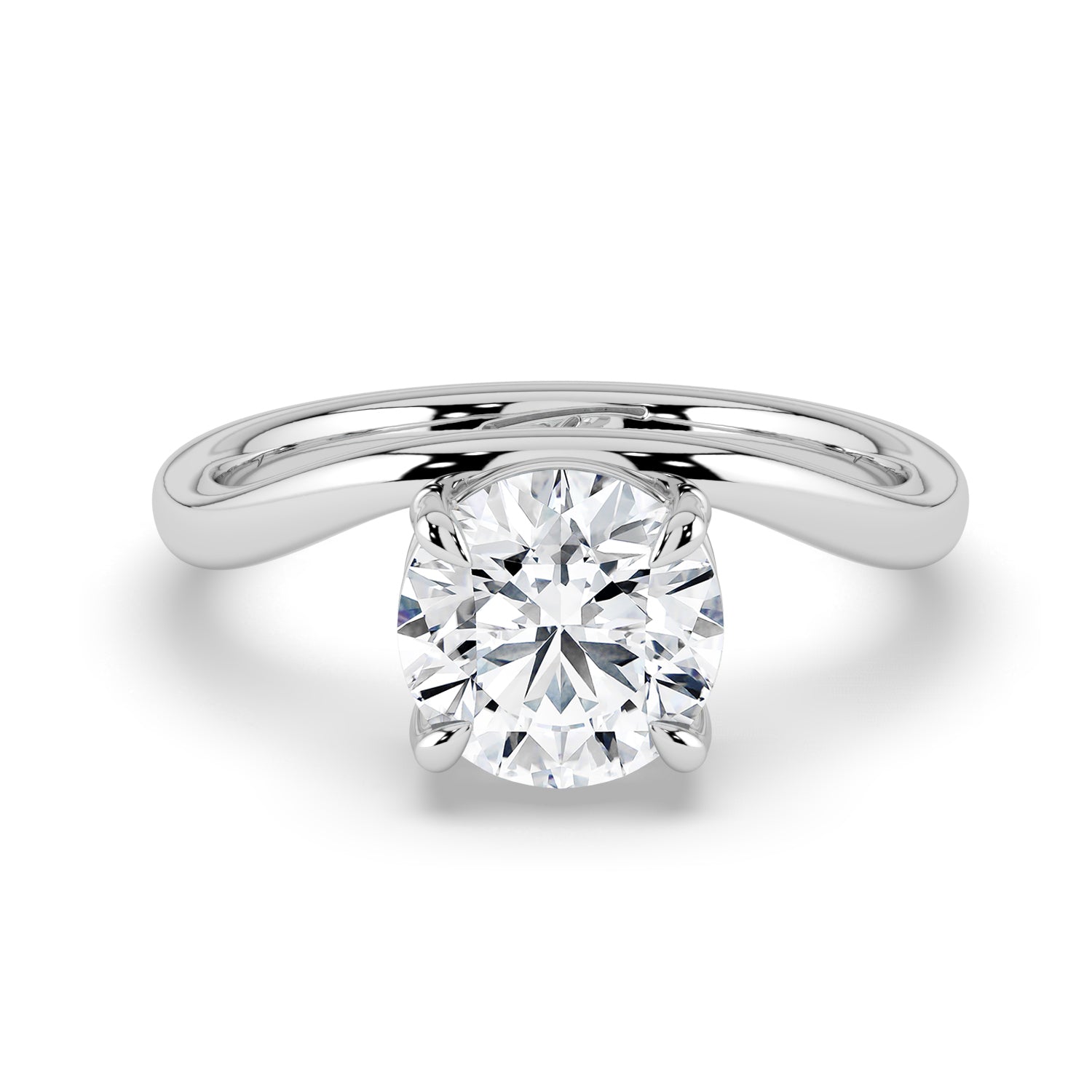 The Solis Ring - Curved Round Solitaire