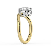 The Solis Ring — Curved Round Solitaire Lab-Grown Diamond Engagement Ring in Two-Tone Yellow and White Gold | The Jewel Concierge