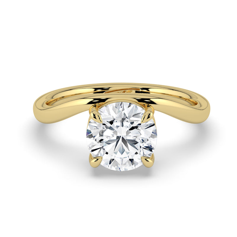 The Solis Ring – Curved Round Solitaire in 14K Yellow Gold – The Jewel Concierge