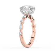 The Vega Ring — Cushion with Marquise & Round Accents Lab-Grown Diamond Engagement Ring in Two-Tone Rose and White Gold | The Jewel Concierge