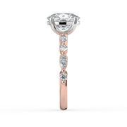 The Vega Ring — Cushion with Marquise & Round Accents Lab-Grown Diamond Engagement Ring in Two-Tone Rose and White Gold | The Jewel Concierge