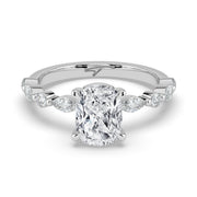 The Vega Ring — Cushion with Marquise & Round Accents Lab-Grown Diamond Engagement Ring in White Gold | The Jewel Concierge