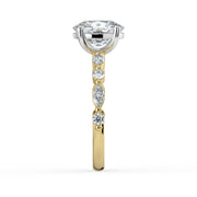 The Vega Ring — Cushion with Marquise & Round Accents Lab-Grown Diamond Engagement Ring in Two-Tone Yellow and White Gold | The Jewel Concierge
