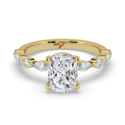 The Vega Ring — Cushion with Marquise & Round Accents Lab-Grown Diamond Engagement Ring in Yellow Gold | The Jewel Concierge