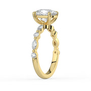 The Vega Ring — Cushion with Marquise & Round Accents Lab-Grown Diamond Engagement Ring in Yellow Gold | The Jewel Concierge