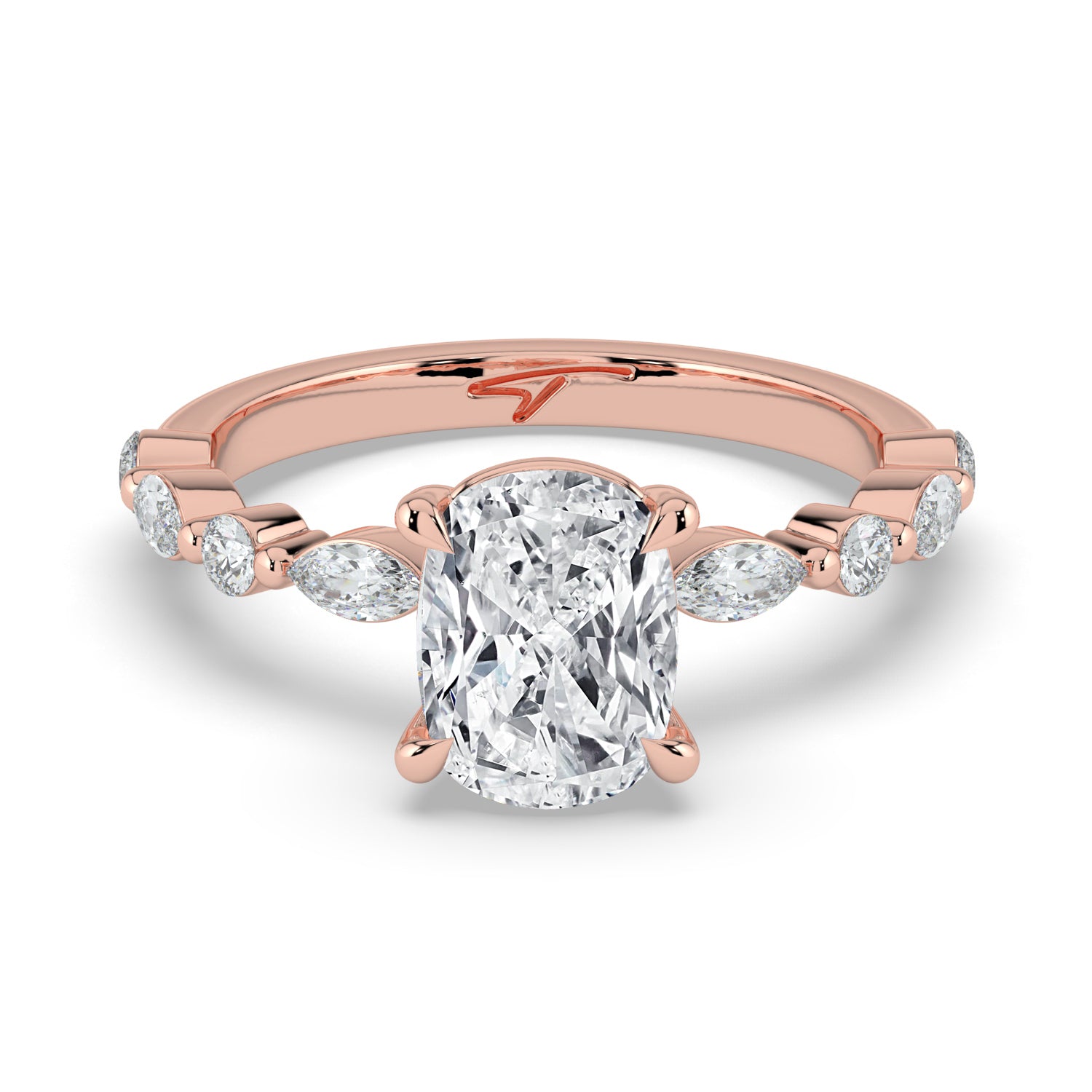 The Vega Ring - Cushion with Marquise & Round Accents