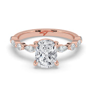The Vega Ring — Cushion with Marquise & Round Accents Lab-Grown Diamond Engagement Ring in Rose Gold | The Jewel Concierge