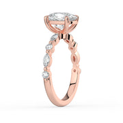 The Vega Ring — Cushion with Marquise & Round Accents Lab-Grown Diamond Engagement Ring in Rose Gold | The Jewel Concierge