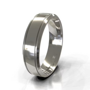 The Riccardo Ring — Dual Groove Flat Bevelled Men's Wedding Band in White Gold | The Jewel Concierge