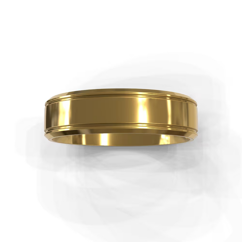Dual Groove Flat Men's Wedding Band