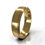 The Riccardo Ring — Dual Groove Flat Bevelled Men's Wedding Band in Yellow Gold | The Jewel Concierge