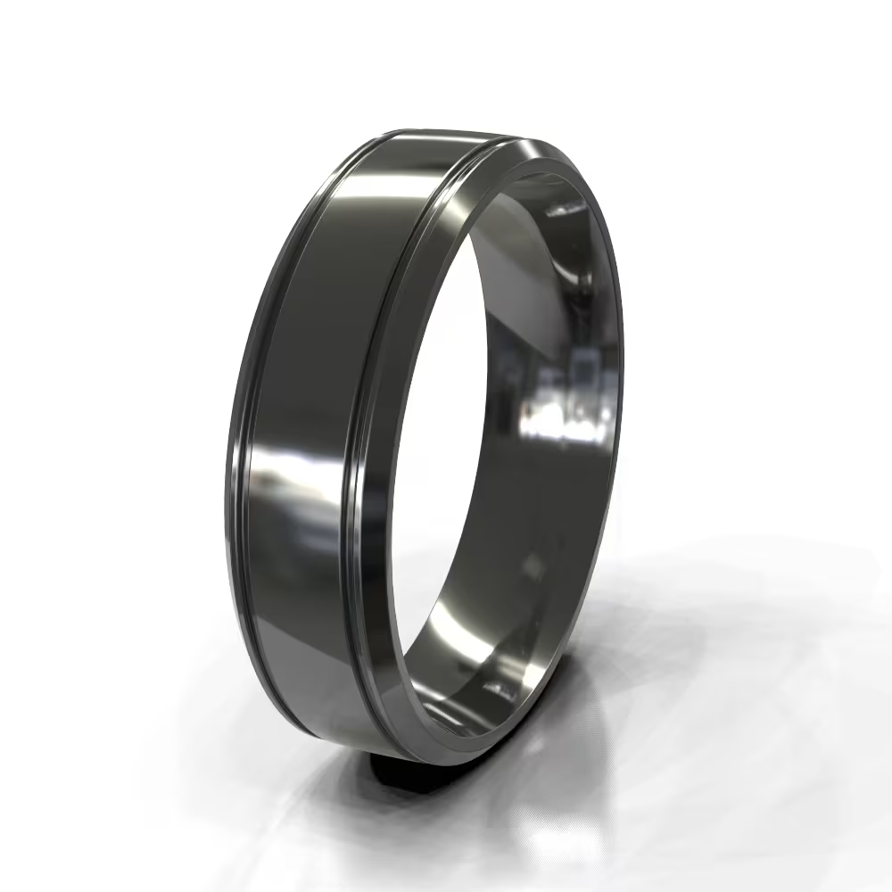 Dual Groove Flat Men's Wedding Band