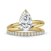 The Stella Ring — Pear Double Band Solitaire Lab-Grown Diamond Engagement Ring in Yellow Gold | The Jewel Concierge