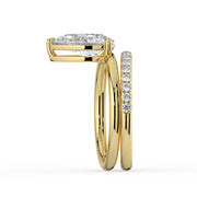 The Stella Ring — Pear Double Band Solitaire Lab-Grown Diamond Engagement Ring in Yellow Gold | The Jewel Concierge