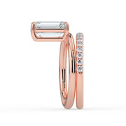 The Stella Ring — Emerald Double Band Solitaire Lab-Grown Diamond Engagement Ring in Rose Gold | The Jewel Concierge