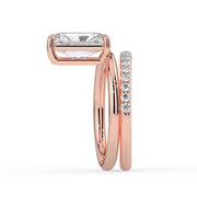 The Stella Ring – Radiant Double Band Solitaire in 18K White Gold and Yellow Gold – The Jewel Concierge