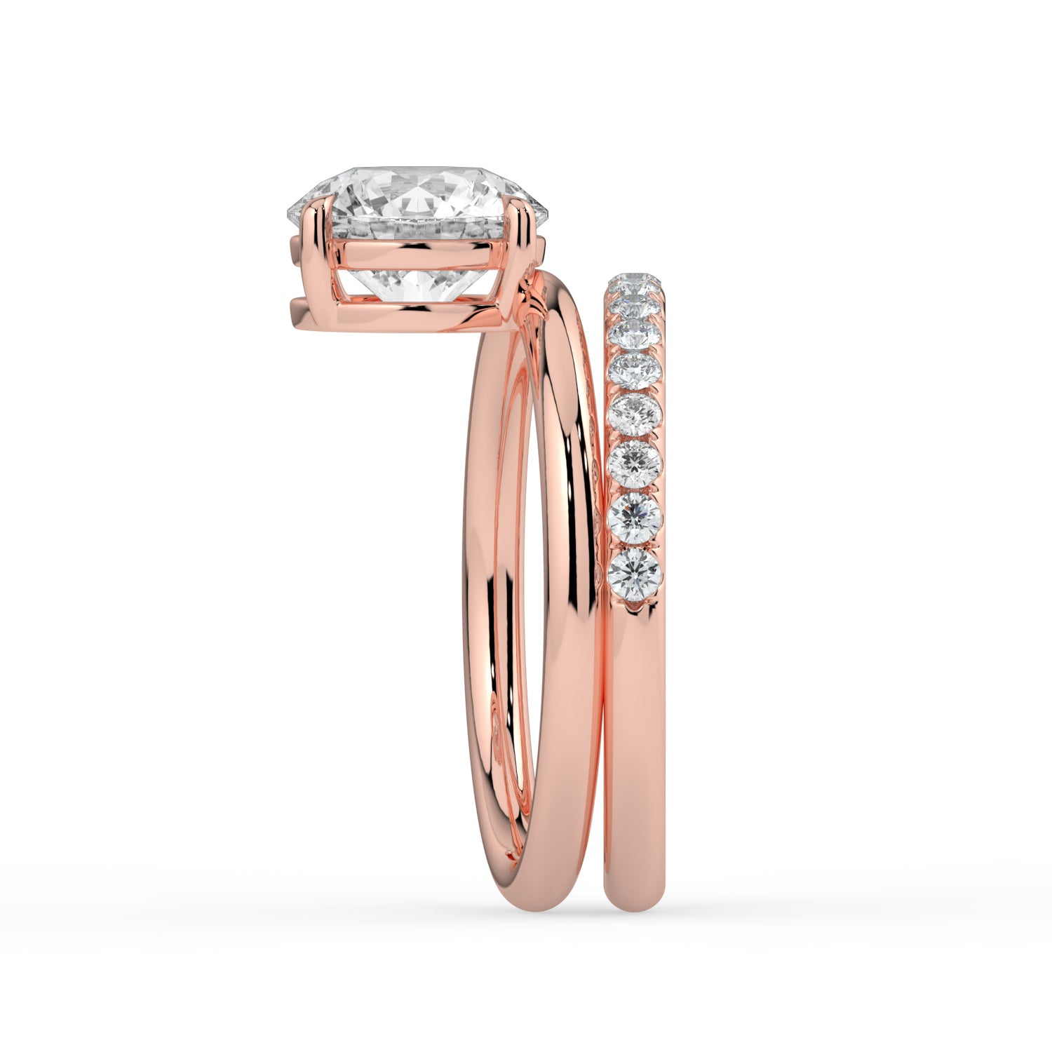 The Stella Ring - Round Double Band Solitaire