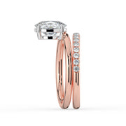 The Stella Ring — Elongated Cushion Double Band Solitaire Lab-Grown Diamond Engagement Ring in Two-Tone Rose and White Gold | The Jewel Concierge