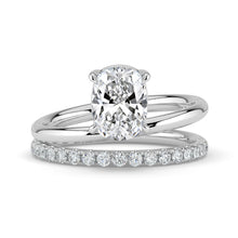 The Stella Ring - Elongated Cushion Double Band Solitaire