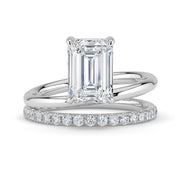 The Stella Ring — Emerald Double Band Solitaire Lab-Grown Diamond Engagement Ring in White Gold | The Jewel Concierge