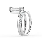 The Stella Ring — Emerald Double Band Solitaire Lab-Grown Diamond Engagement Ring in White Gold | The Jewel Concierge