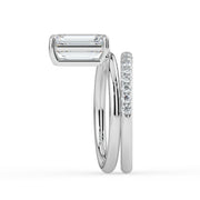 The Stella Ring — Emerald Double Band Solitaire Lab-Grown Diamond Engagement Ring in White Gold | The Jewel Concierge