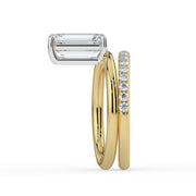 The Stella Ring — Emerald Double Band Solitaire Lab-Grown Diamond Engagement Ring in Two-Tone Yellow and White Gold | The Jewel Concierge