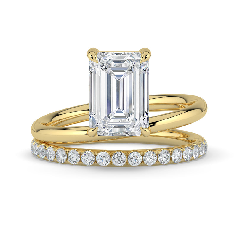 The Stella Ring – Emerald Double Band Solitaire in 14K Yellow Gold – The Jewel Concierge