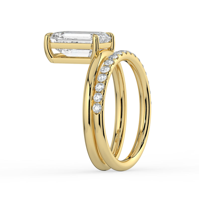 The Stella Ring – Emerald Double Band Solitaire in 14K White Gold – The Jewel Concierge