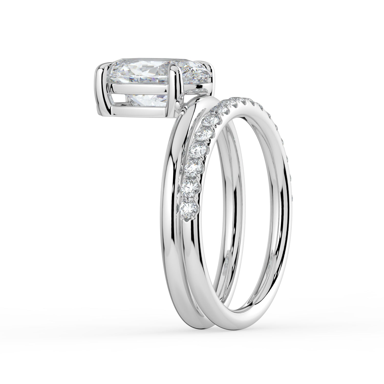 The Stella Ring - Oval Double Band Solitaire