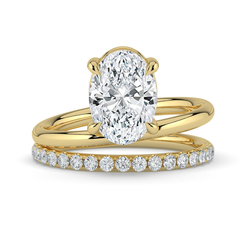 The Stella Ring – Oval Double Band Solitaire in 14K Yellow Gold – The Jewel Concierge