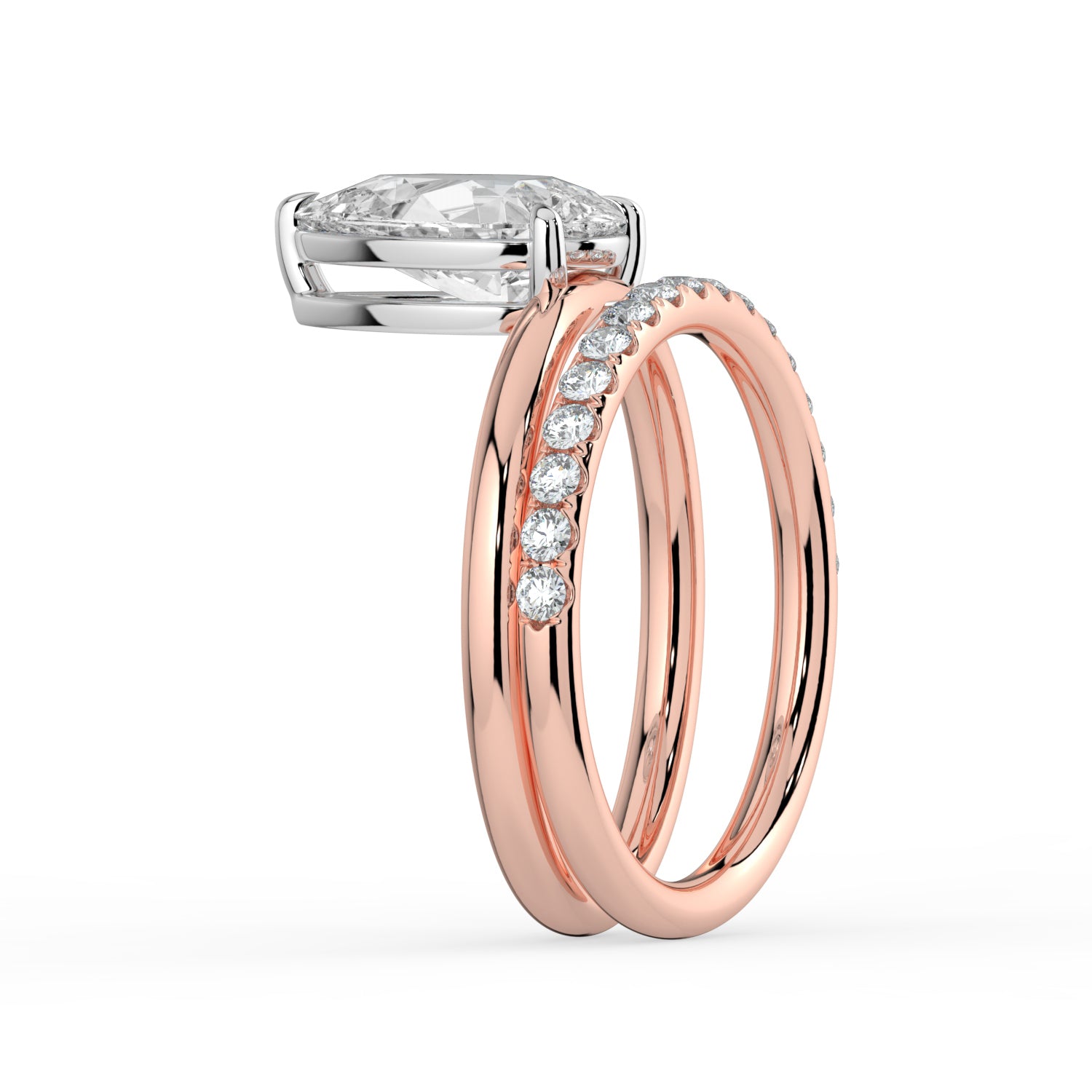 The Stella Ring - Pear Double Band Solitaire