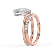 The Stella Ring — Pear Double Band Solitaire Lab-Grown Diamond Engagement Ring in Two-Tone Rose and White Gold | The Jewel Concierge