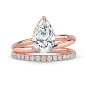 The Stella Ring — Pear Double Band Solitaire Lab-Grown Diamond Engagement Ring in Rose Gold | The Jewel Concierge