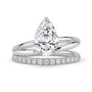 The Stella Ring — Pear Double Band Solitaire Lab-Grown Diamond Engagement Ring in White Gold | The Jewel Concierge