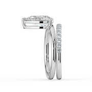 The Stella Ring — Pear Double Band Solitaire Lab-Grown Diamond Engagement Ring in White Gold | The Jewel Concierge