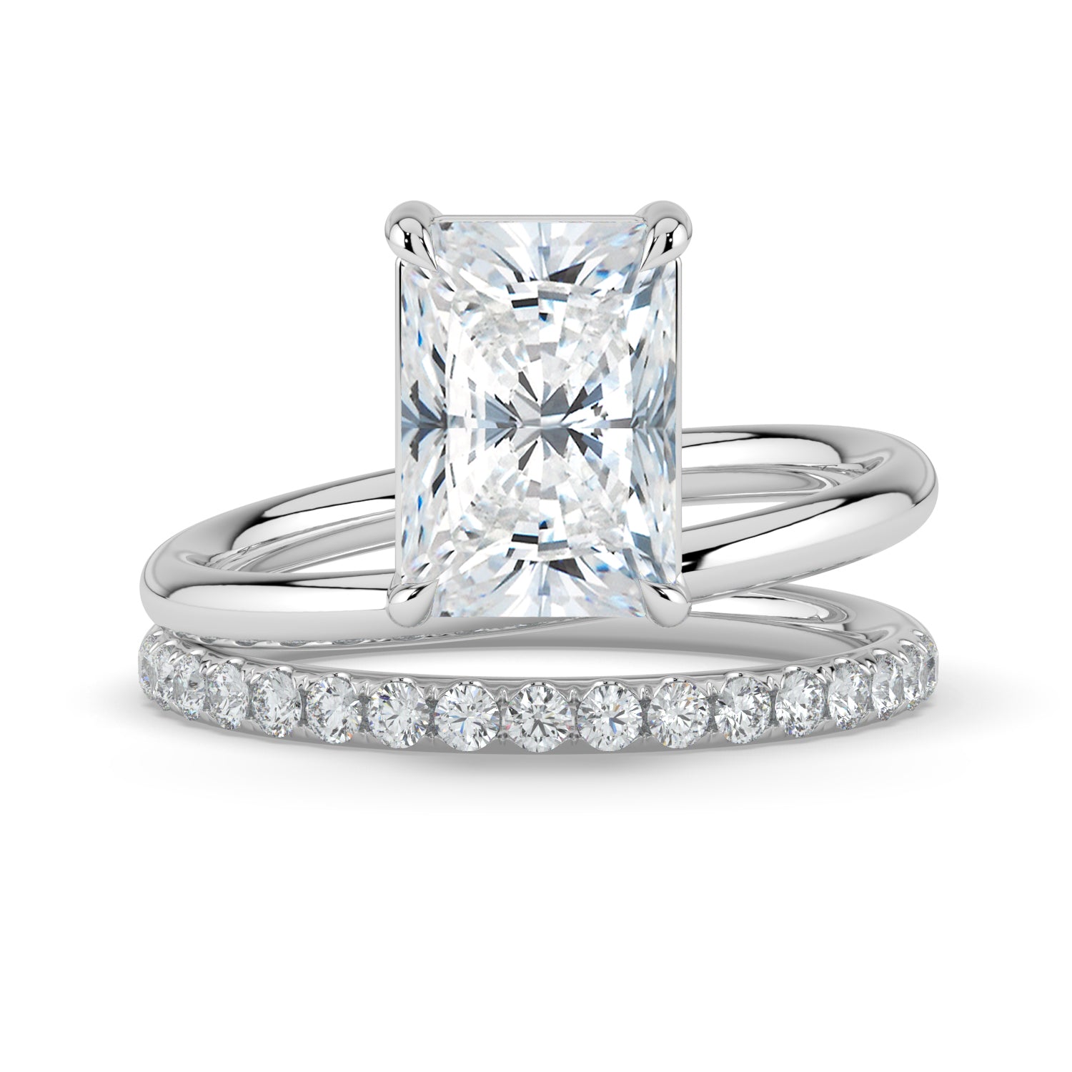 The Stella Ring - Radiant Double Band Solitaire